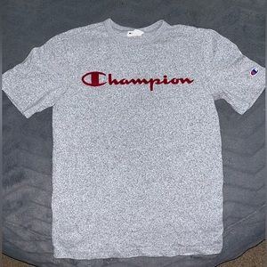 NWOT Champion Soft Gray Athletic Shirt Embroidered Red Logo Women’s Small